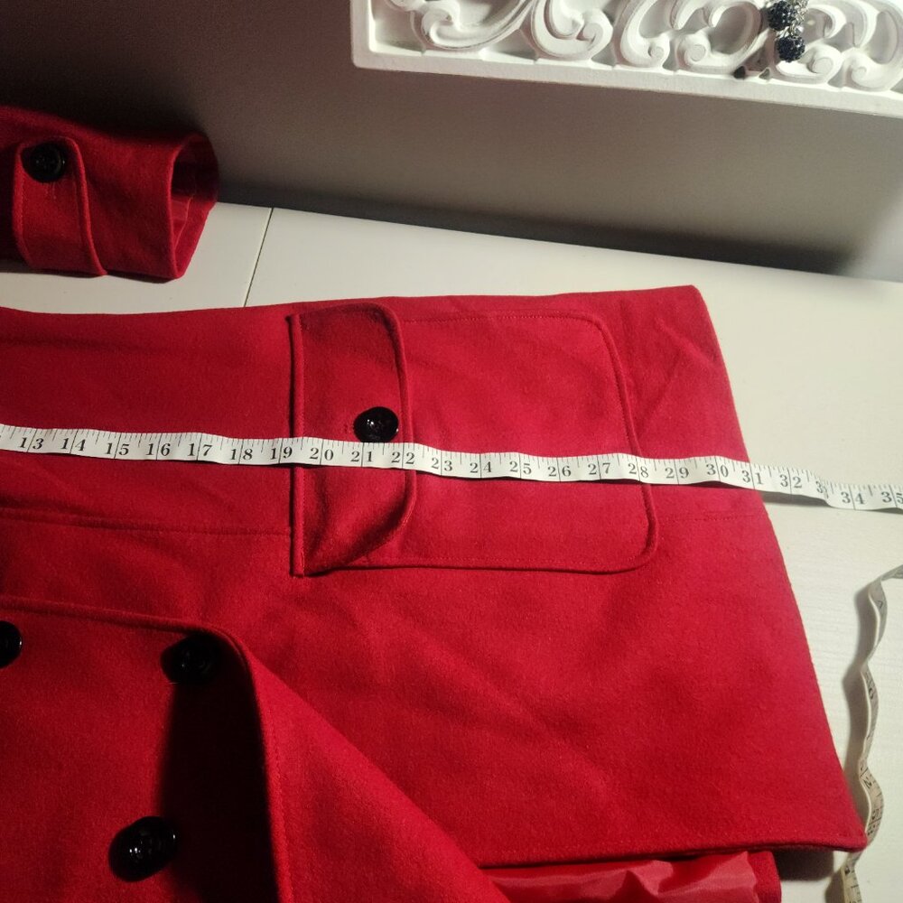 Roz & Ali Red Wool-Blend Coat Women’s 1X Classic Double-Breasted Preppy Casual - Picture 11 of 11